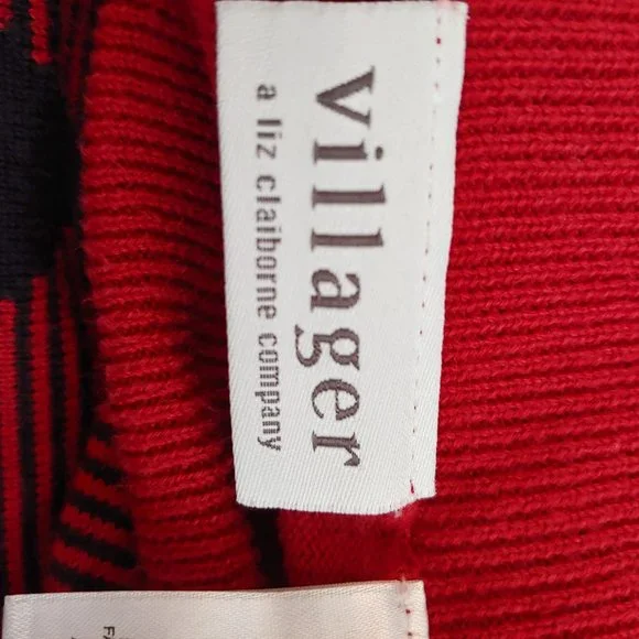Villager by Liz Claiborne Cotton Argyle Pullover Sweater in wine/black - Picture 6 of 8